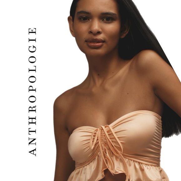 Anthropologie Strapless Ruffled Bandeau Top - Picture 2 of 10